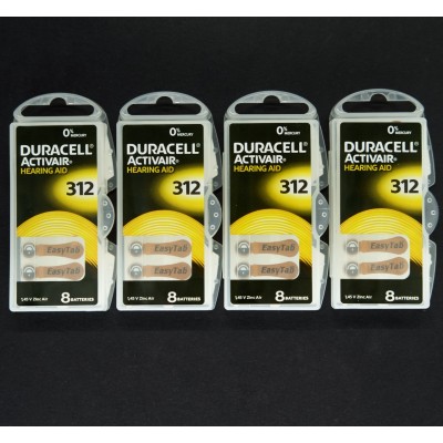 德国制造的Duracell 312助听器电池（4包/32块）
